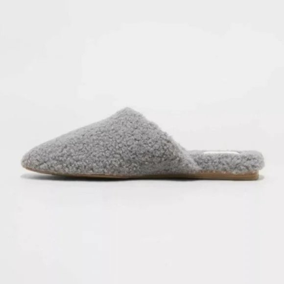 NWT Gray Margot Mules Universal Thread Sherpa Shoes Slippers Slip On - Picture 2 of 3